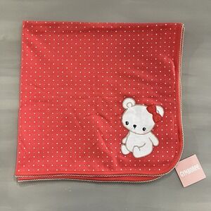 Gymboree NWT Baby Girl Bear-y Bear Receiving Blanket 2014 Pink Coral Polka Dot
